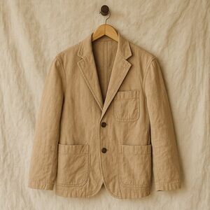 J. Crew Khaki Blazer Men’s 34 Cotton Linen EUC